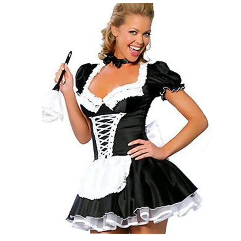 Сексуальный костюм французской горничной поздних ночей Экзотический Костюм