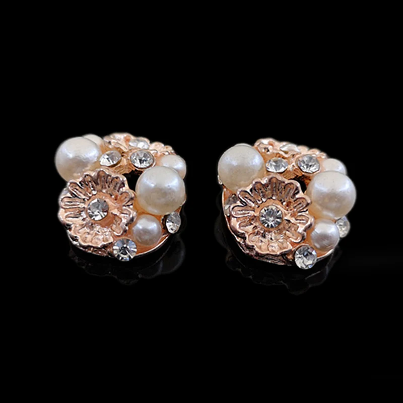 2017New 60 шт. цвета: золотистый с украшением в виде цветов и стразы дуги кнопка для DIY