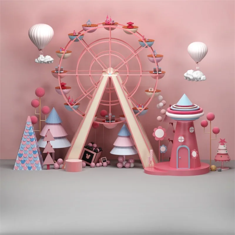 

Photo Backdrop Playground PInk Ferris Newborn Baby Child Birthday Party Photocall Photo Background For Photo Studio Photophone
