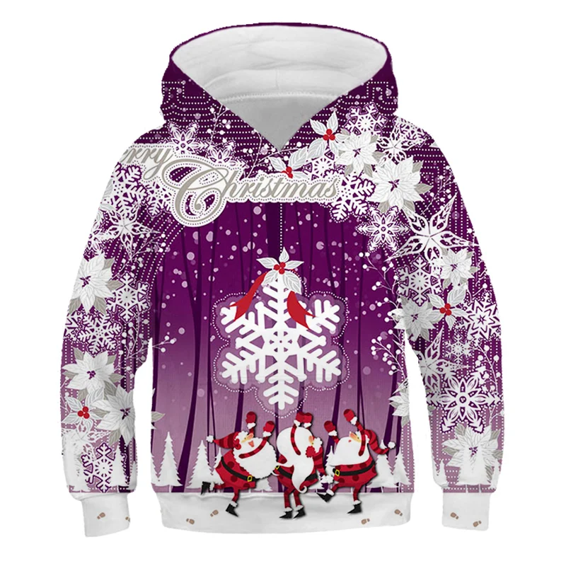 

2020 Christmas Santa Claus Fashion Boy Girl Sweatshirts polyester Hoodies Print Children Clothes Long Sleeve fashion Sweatshirts