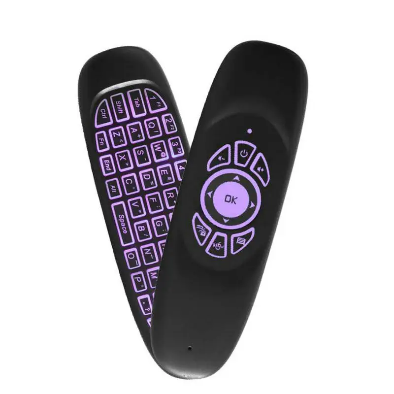 T tv BOX C120 подсветка 2,4G воздушная мышь перезаряжаемая Беспроводная Клавиатура дистанционного управления для Android tv Box Компьютер английская версия