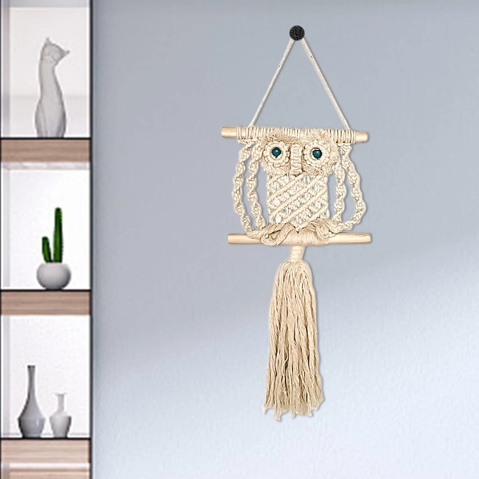 Плетеная вручную Сова Ловец снов основной цвет Хлопковая веревка настенный