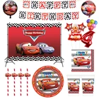 Диснеевские тачки Молния Маккуин, искусственные украшения, одноразовая бумажная соломенная тарелка, салфетка, чашка, скатерть, товары для вечеринок