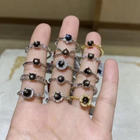fashion lovely butterfly natural black star sapphire gem ring s925 silver natural gemstone ring women party gift fine jewelry