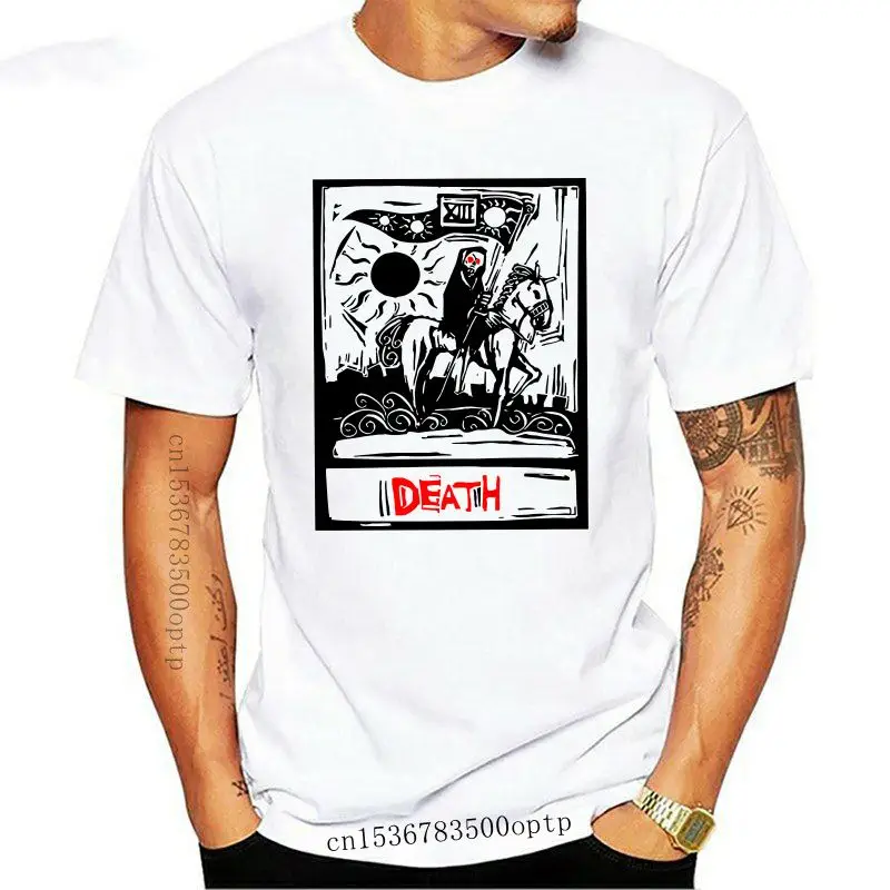 

Death Tarot Card T-Shirt Mens Goth Rock Grim Reaper Gothic Loose Plus Size Tee Shirt