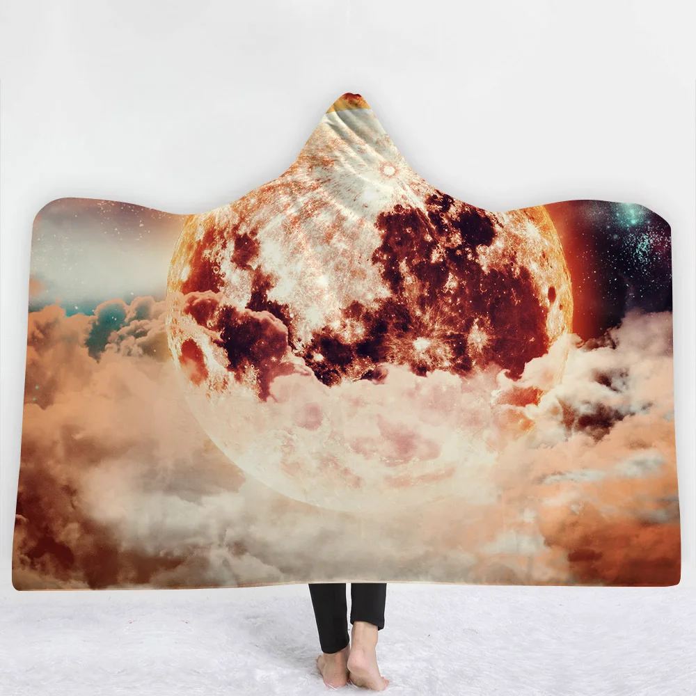 Одеяло с капюшоном Cosmic Galaxy, утепленный плащ из микрофибры, волшебная Сиеста, семейная одежда, одеяло для детей, Прямая поставка