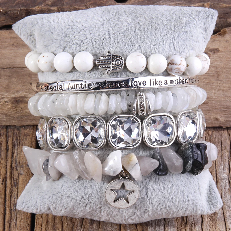 

RH Fashion Boho Beaded Bracelet Multi 5pc Stack Bracelet & Bangle Sets For Women Jewelry
