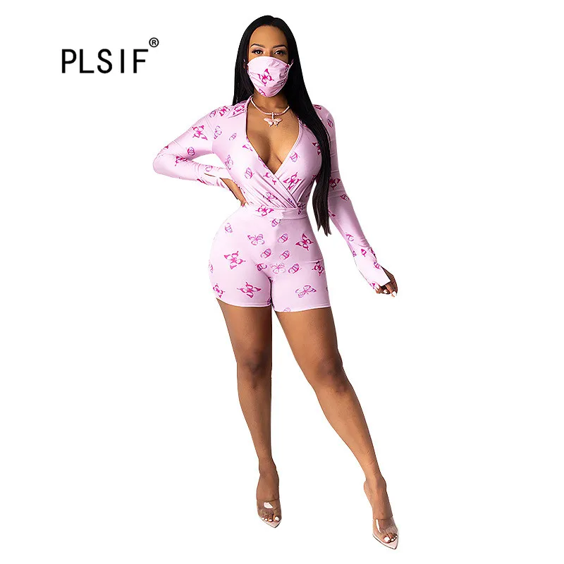 Женский комбинированный комбинезон сексуальный с глубоким V образным вырезом и