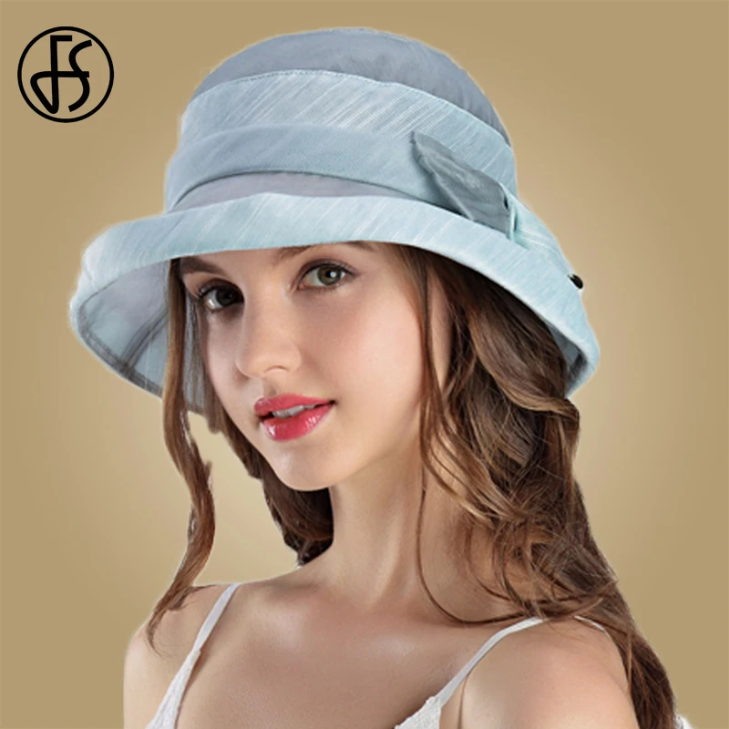 FS 2020 Новая Женская Летняя шелковая шляпа от солнца с широкими полями цветочные
