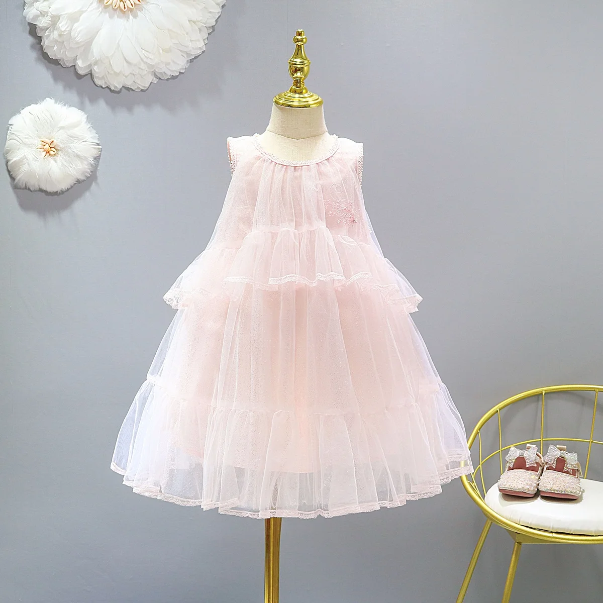 Kids Clothes Girls Dress Princess Costume Embroidery Layer Ruffles Summer 4-13 Years Party Dresses For Girl Children's Clothing