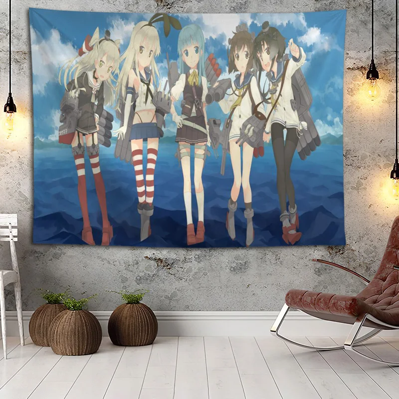 

Hot Sale Custom Anime Kantai Printed Tapestry Background Decorative Tapestry Various Sizes Wall Hanging Decor