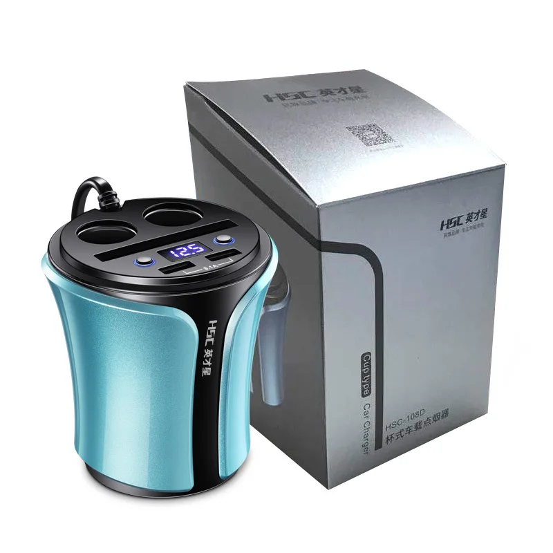 

double waist car-mounted charger and USB yituo two cigarette car charger with voltage HSC - 108 - d