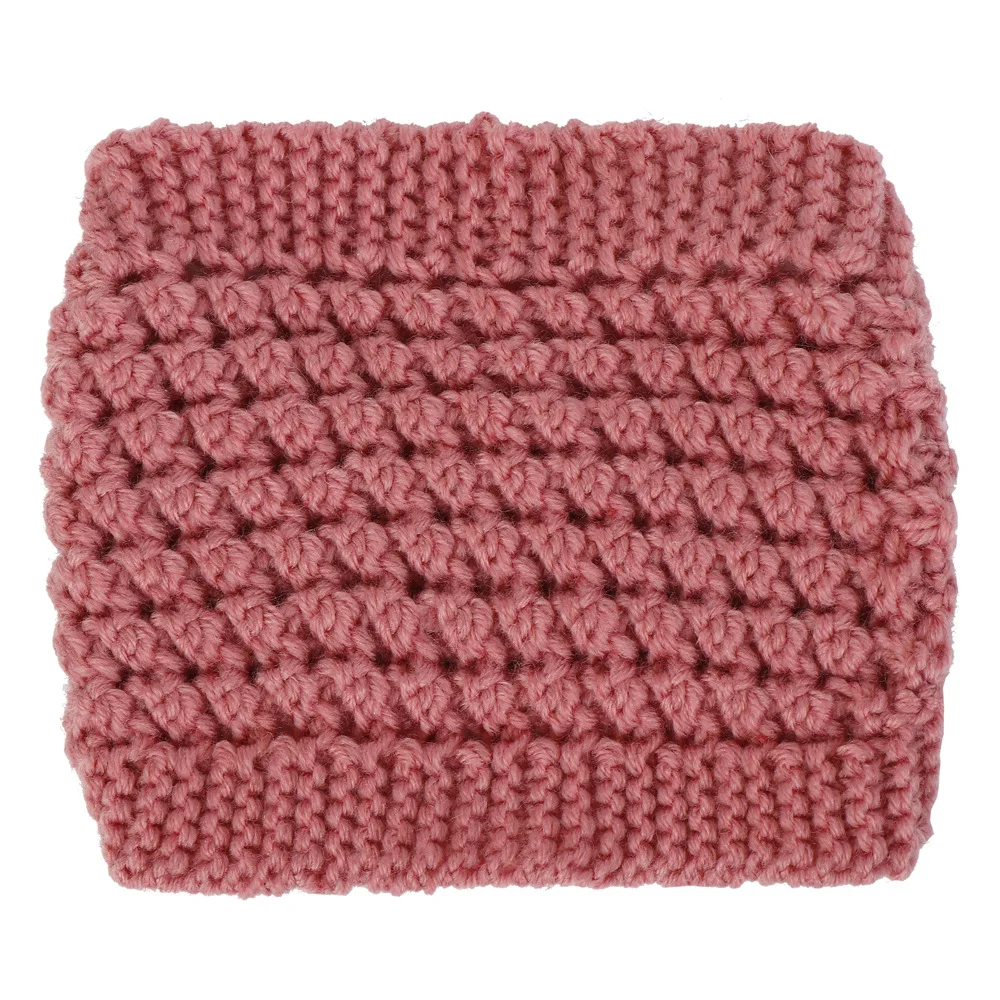 

HanXi Winter Women Ponytail Headband Warmer Ear Knitted Hair Turban For Lady Crochet Wide Stretch Hairband Headwrap