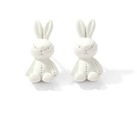 white cute rabbit clip on earrings female 2021 new trendy design unique ear clips without pierced ears for child kids earrings