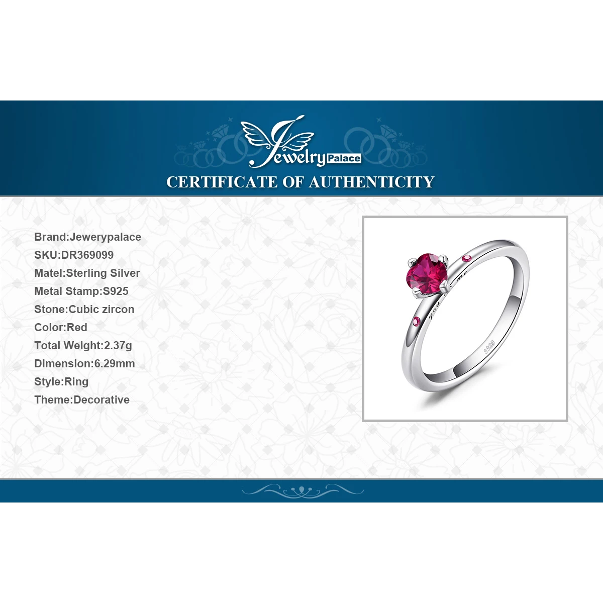 Jewelrypalace стерлингового серебра 925 искреннюю любовь Алые рубинов создано Solitare кольцо рубиновое кольцо для Для женщин/best друзья Лидер продаж