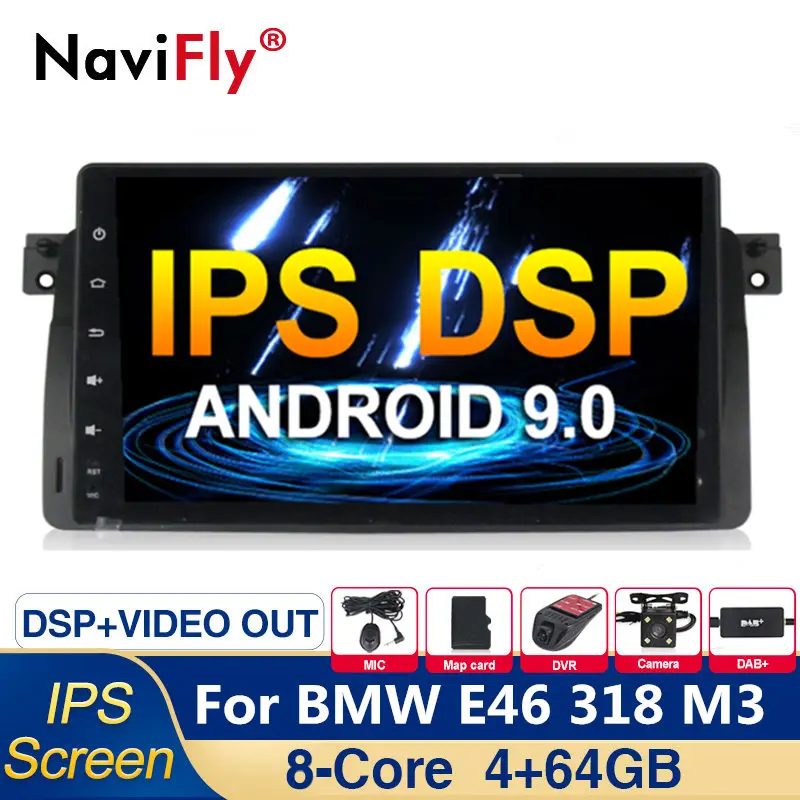 9 &quotAndroid 0 ips DSP 8 Core автомобильный Радио мультимедиа плеер для BMW 3 серии E46 318 325 320 M3