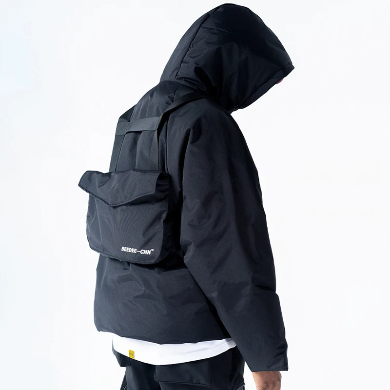 Techwear тактика многофункциональная мужская куртка с капюшоном парка съемные сумки
