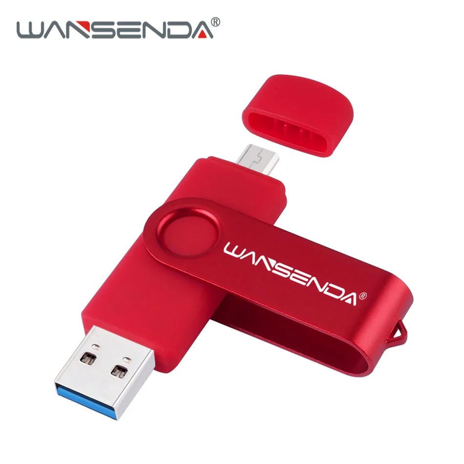 Новая USB флеш-накопитель Wansenda 3,0, 256 ГБ, 128 ГБ, 64 ГБ, 32 ГБ, 16 ГБ, 8 ГБ, OTG, 2 в 1, высокоскоростная Флешка для Android/PC - Цвет: Красный