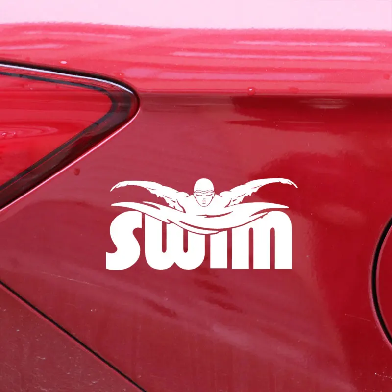 YJZT 16CM*7.7CM Swim Player Athletic Sport Creative Car Styling Vinyl Sticker Black/Silver C31-0162 | Автомобили и мотоциклы