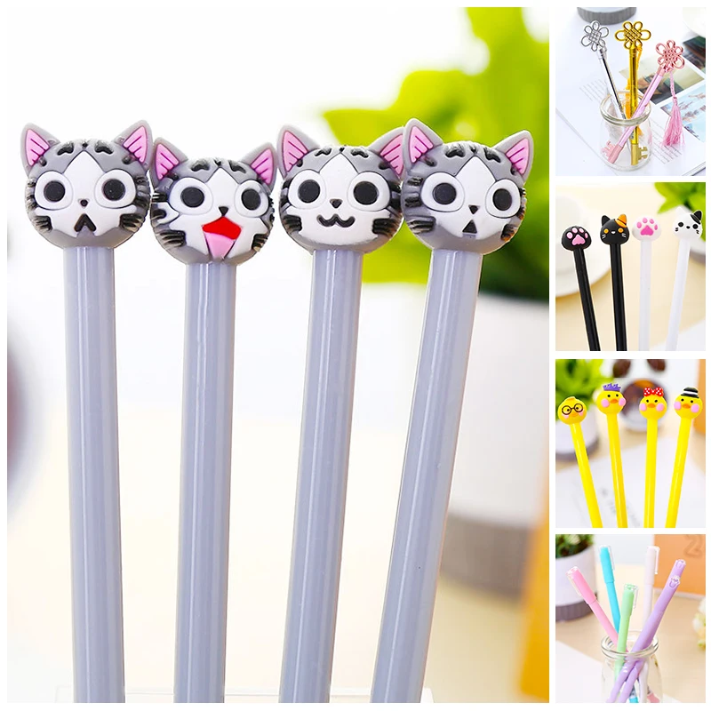 Милая гелевая ручка в Корейском стиле с изображением утки и черного кота