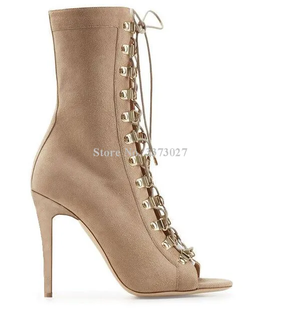 Женские замшевые ботинки на шнуровке зеленые ботильоны большого размера с