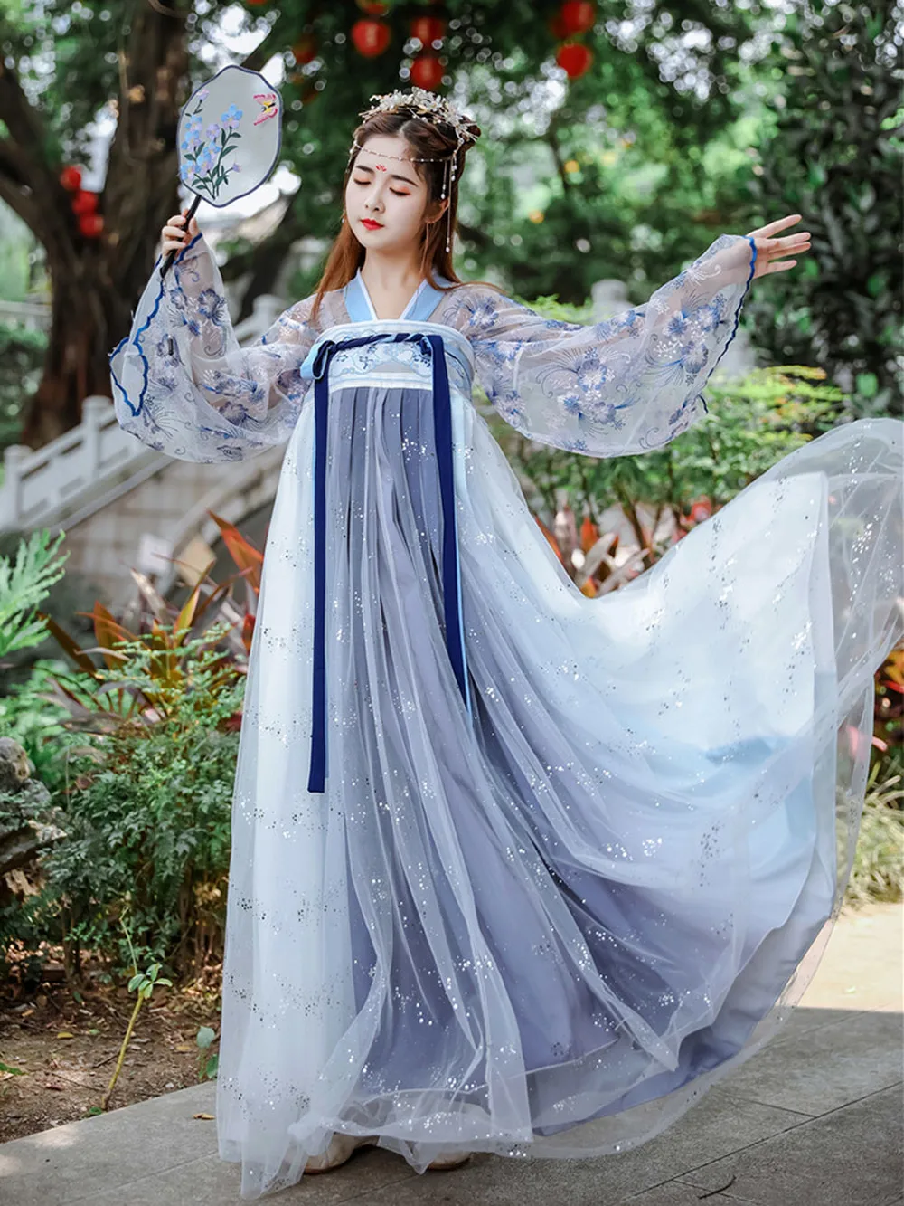 

Женский яркий костюм в китайском стиле, тонкая юбка с поясом для студентов, оригинальное платье принцессы небольшого роста