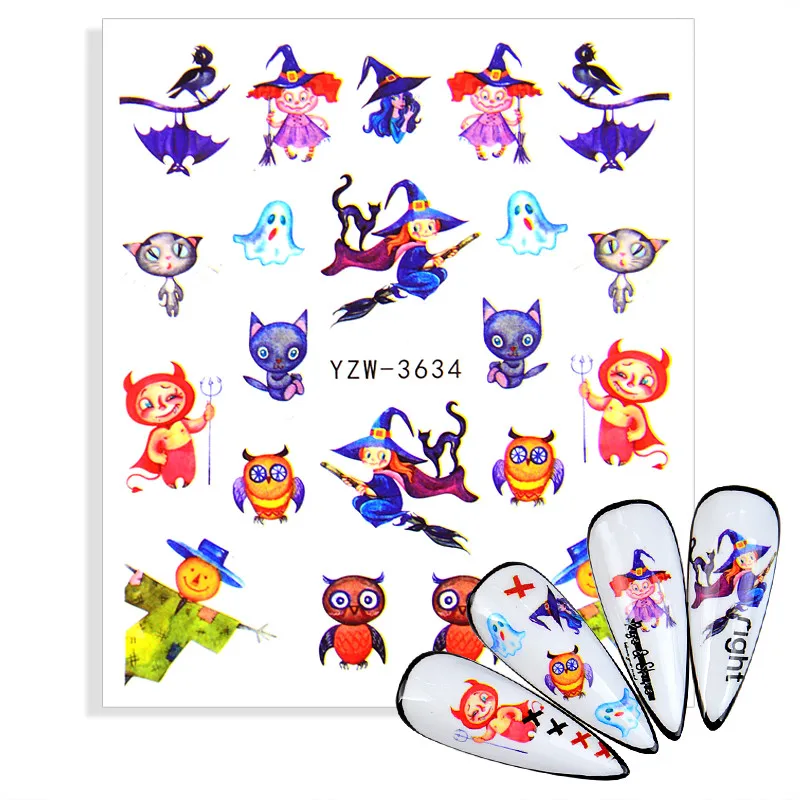 Хэллоуин ногтей милые наклейки из мультфильмов Переводные Слайдеры для аниме