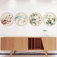 chinese style living room tv background wall round frame plum orchid bamboo chrysanthemum wall sticker corridor porch wallpaper