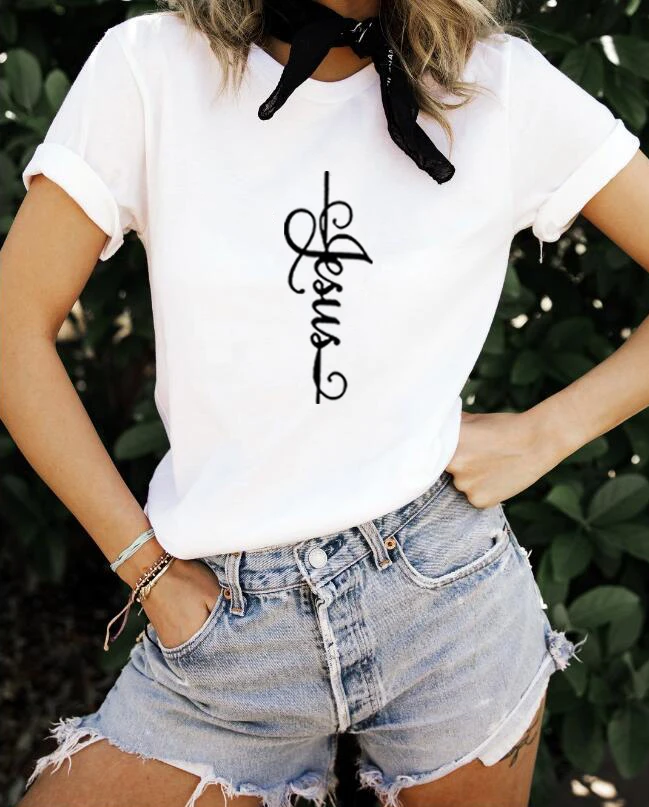 

Graphic Printed T Shirt Women Summer Short Sleeve O-neck Tshirt Women Cotton Black White Loose T Shirt for Women