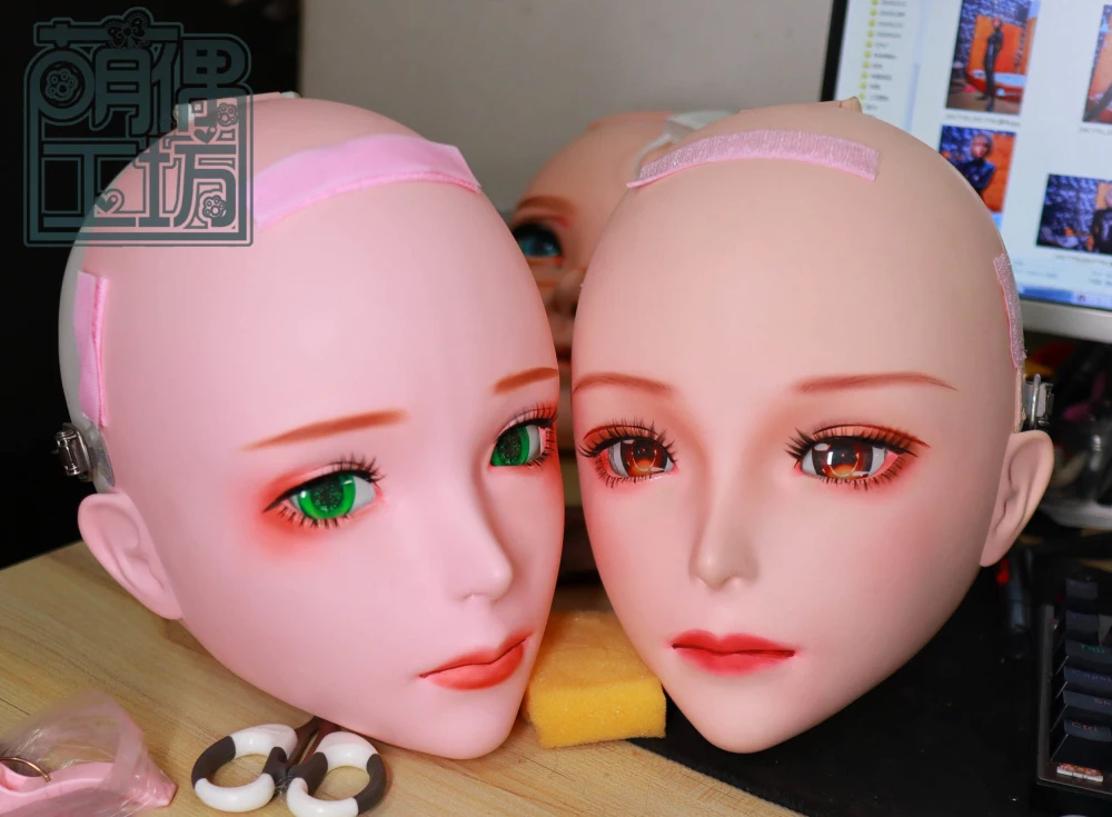 

(JW-Mask18) Kigurumi Transsexuals Beauty Makeup Cosplay Silicone Half Head Mask Anime Kigurumi Masks Crossdresser BJD Doll
