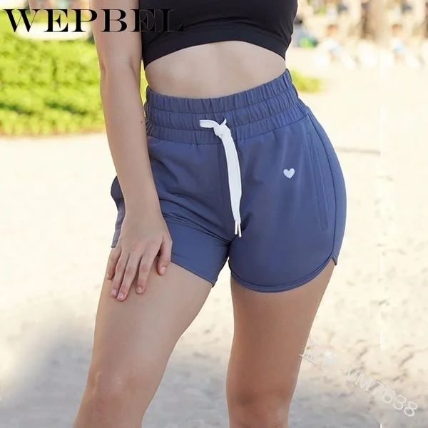 

WEPBEL Women Summer Beach Shorts Casual High Waist Elastic Solid Color Skinny Short Pants
