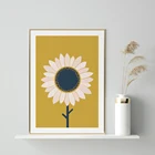 Красивый минималистичный Подсолнух горчичного желтого цвета, скандинавский стиль, настенный художественный принт, для спальни, гостиной, декоративный постер