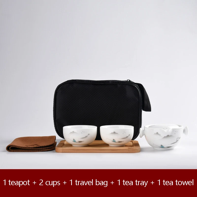 Керамические чайники gaiwan чайники Китайский чайный набор для путешествия с сумкой для путешествий - Цвет: 03