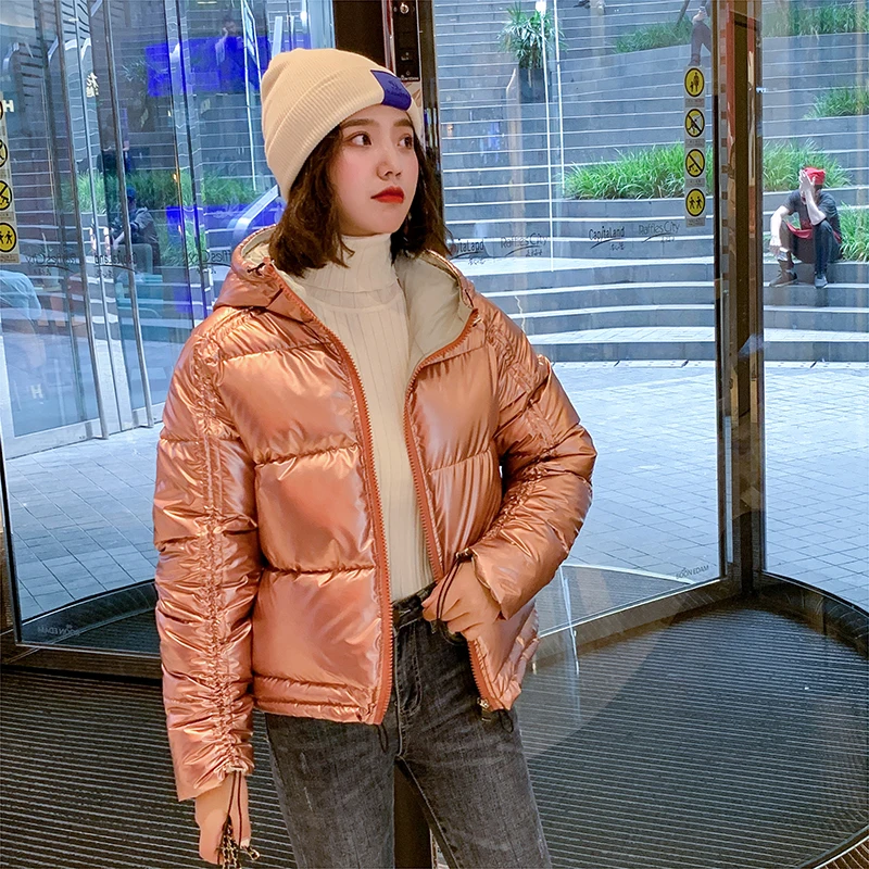 Зимняя Глянцевая парка для женщин новое водонепроницаемое пальто куртка с