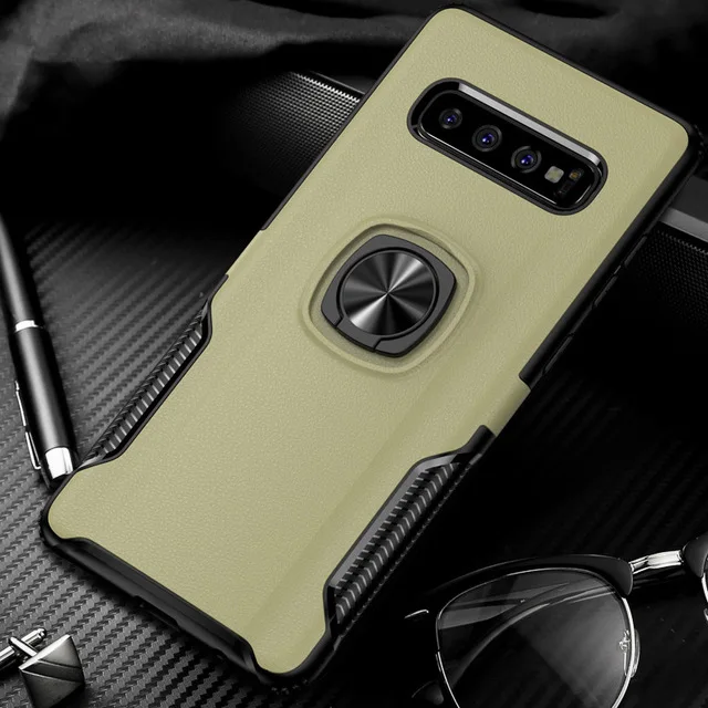 Lamorniea для samsung Galaxy S10 чехол металлическое кольцо автомобильная подставка силиконовый чехол для телефона samsung Galaxy S10 S8 S9 Plus S10E Note 8 9 - Цвет: Gold