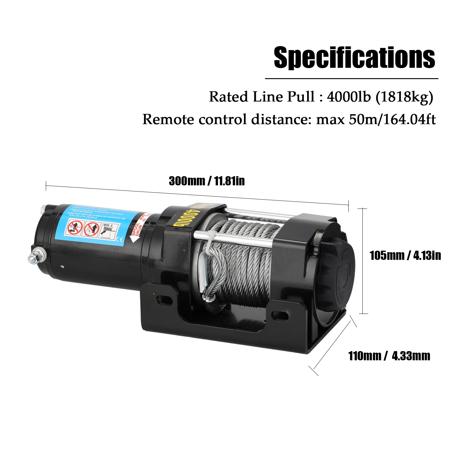 

4000lbs Electric Recovery Winch Kit ATV Trailer Truck Car DC12V Remote Control Winches cabrestante electrico 12v