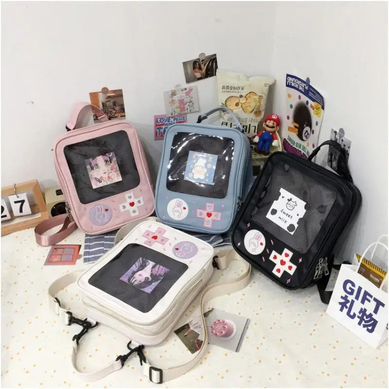 

Harajuku Style PU Backpacks Women PVC Shoulder Bags Fashion Designer Lolita Girls Book Bag Casual Student New Small School Bags