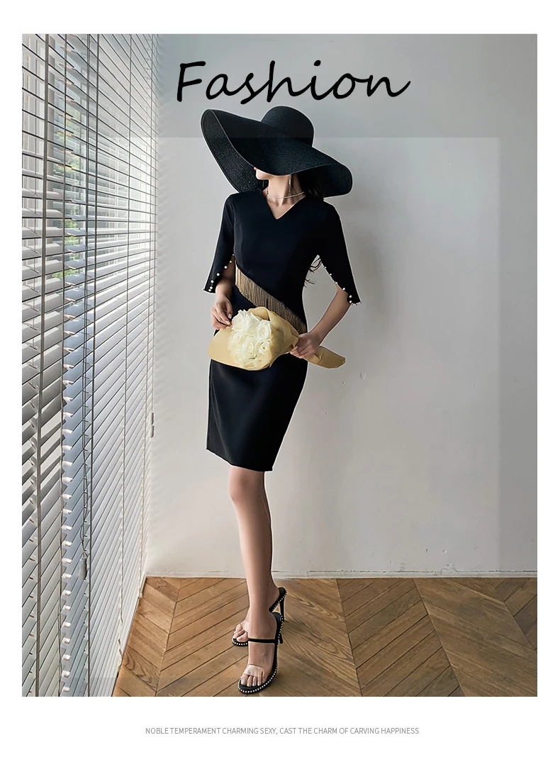 

2020 Новое банкетное стильное Черное короткое платье