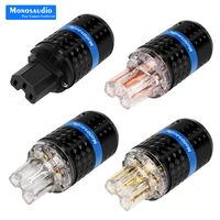 top quality monosaudio f102 pure copper female ac power plug connector for audio diy mains power cable f103 top transparent