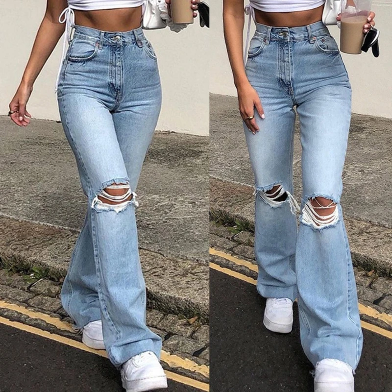 Women Vintage Ripped Flare Bell Bottom Jeans High Waisted Wide Leg Raw Hem Denim Pants Casual Slim Fitting Trousers with Pocket
Women Vintage Ripped Flare Bell Bottom Jeans High Waisted Wide Leg Raw Hem Denim Pants Casual Slim Fitting Trousers with Pocket