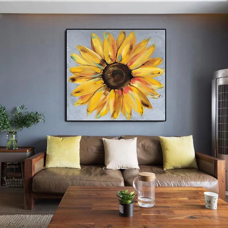 Абстрактные Желтые Подсолнухи картина маслом гостиная настенные постеры