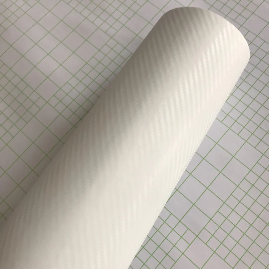 White Клей 3D углеволоконная виниловая Обёрточная бумага пленка для автомобиля, мотоцикла Наклейка со Скутером Фольга красный углерода Стикеры 10/20 Вт, 30 Вт, 40/50 см X 152 см - Название цвета: White