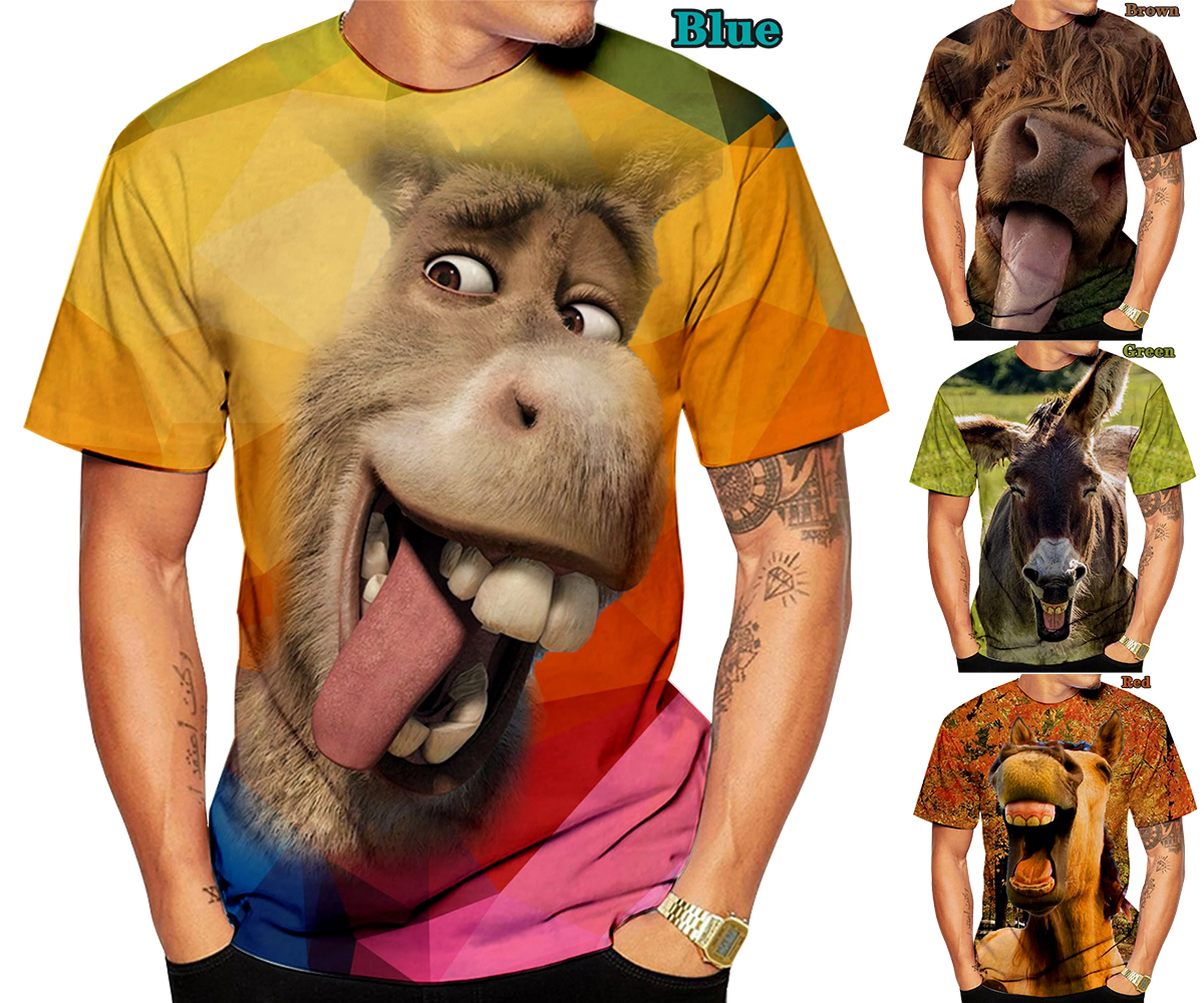 

hot Newest Women/Men Lovely donkey 3D Print Men'sT-shirt