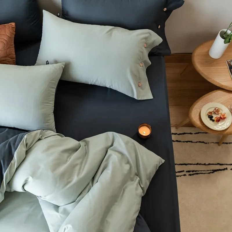 

100% Brushed Cotton Soft Bedding Reversible Duvet Cover Set, King Queen Family size Bedding set Fitted/Flat Bed Sheet Pillowcase