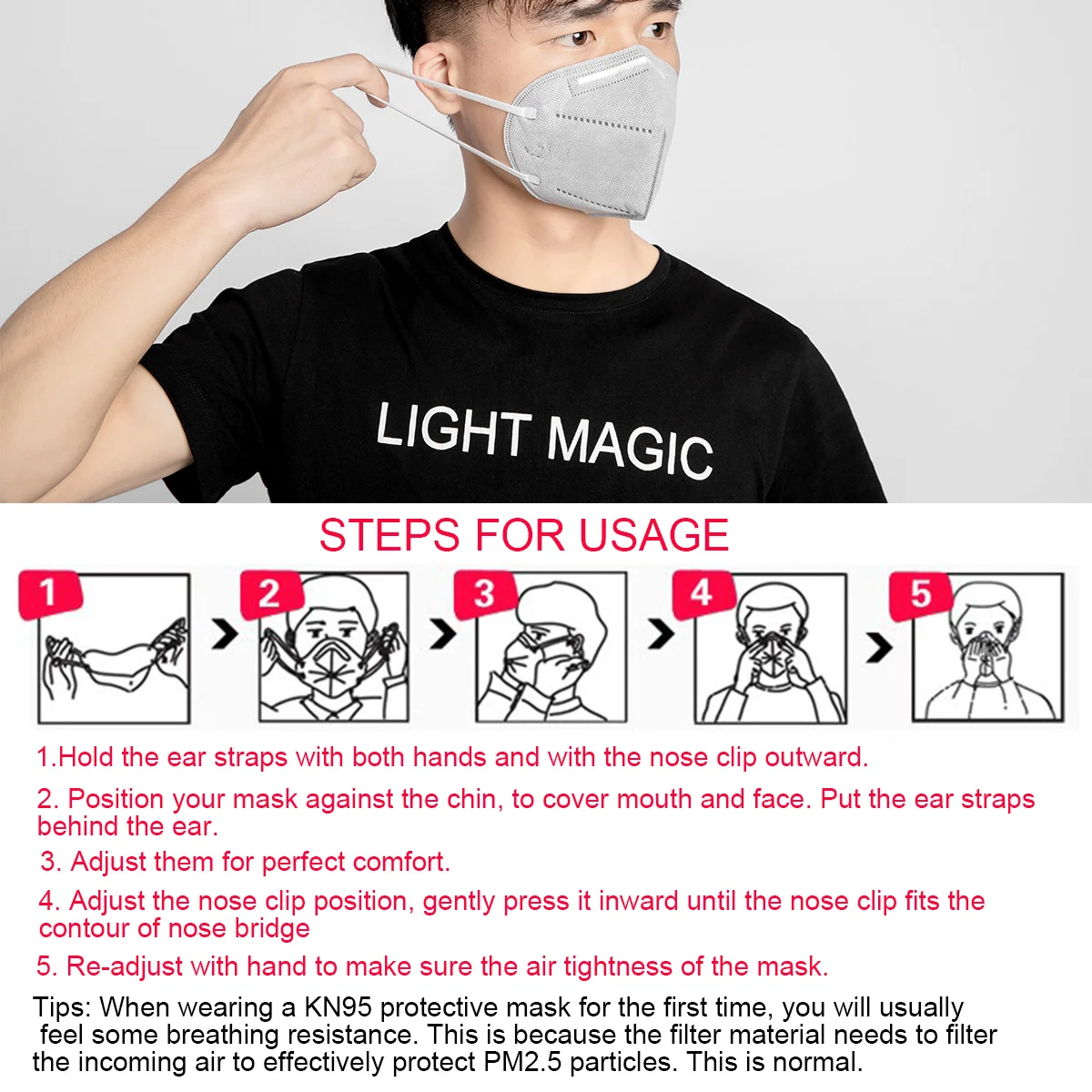 

KN95 Protective Mask ventilation mascarilla Dust Face Mask Filter 6-Layer Mouth Mask JINJIANG KID Mscara Topeng muka