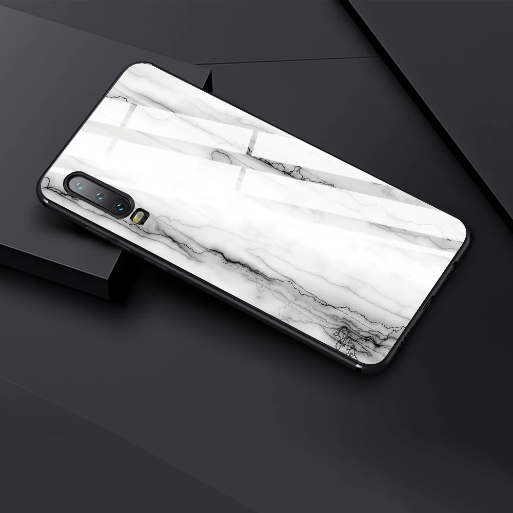 Tempered Glass Case For Huawei 9 10 Lite 8X 8X MAX White Marble Phone Cases For Nova 3 P-smart-Z P30 P20 Lite MATE 20 LITE Funda