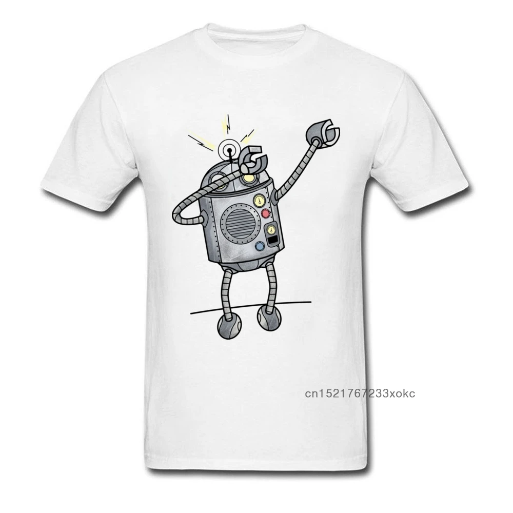 Новая модная мужская белая футболка с изображением робота для танцев подростков