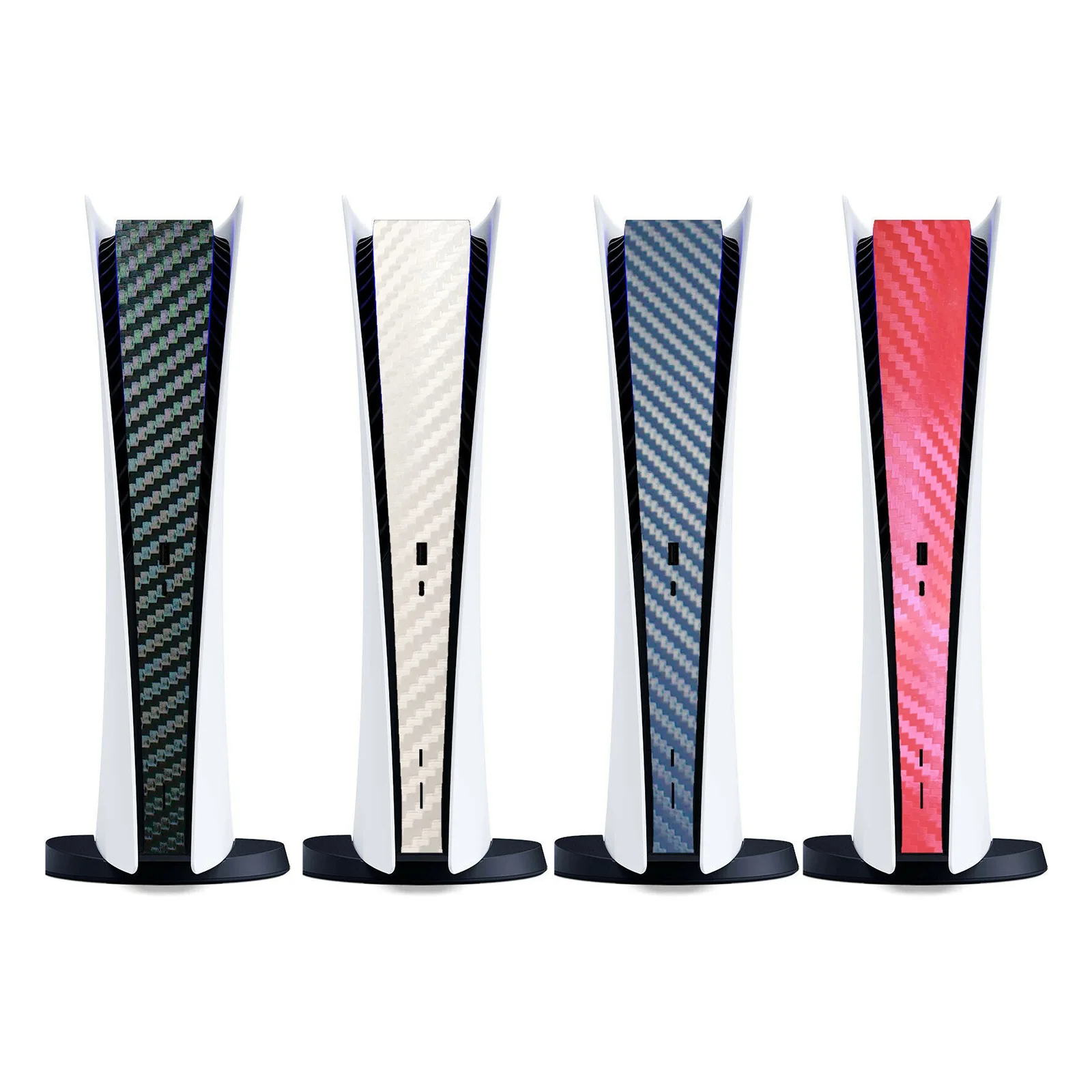 

Наклейка для консоли из ПВХ среднего размера, декоративная полосатая Защитная пленка для PS5 32x8 см/12,6x3,15 дюйма, красный, черный, синий, белый