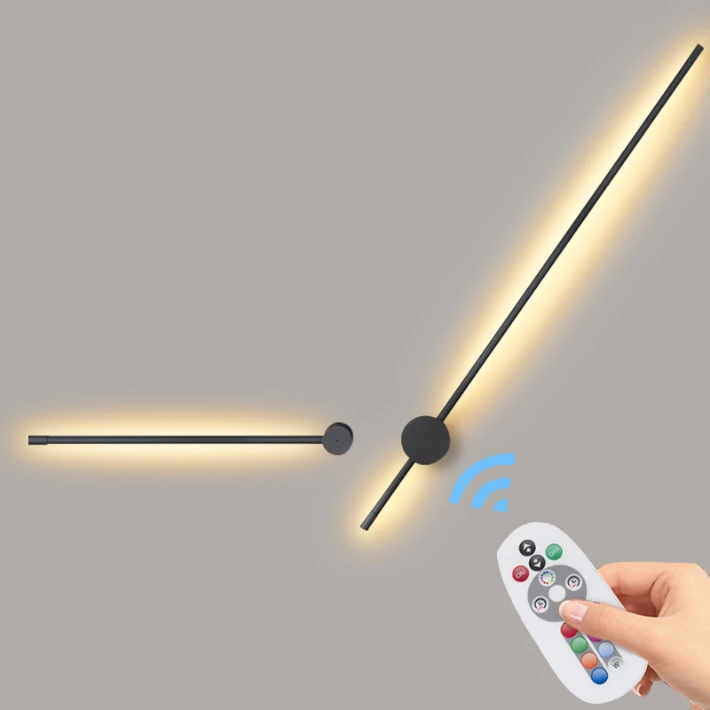 Led Wall Lamp Long Wall Light Decor For Home With Remote Control Nordic Minimalist Living Room Background sconce Bedside Lamps