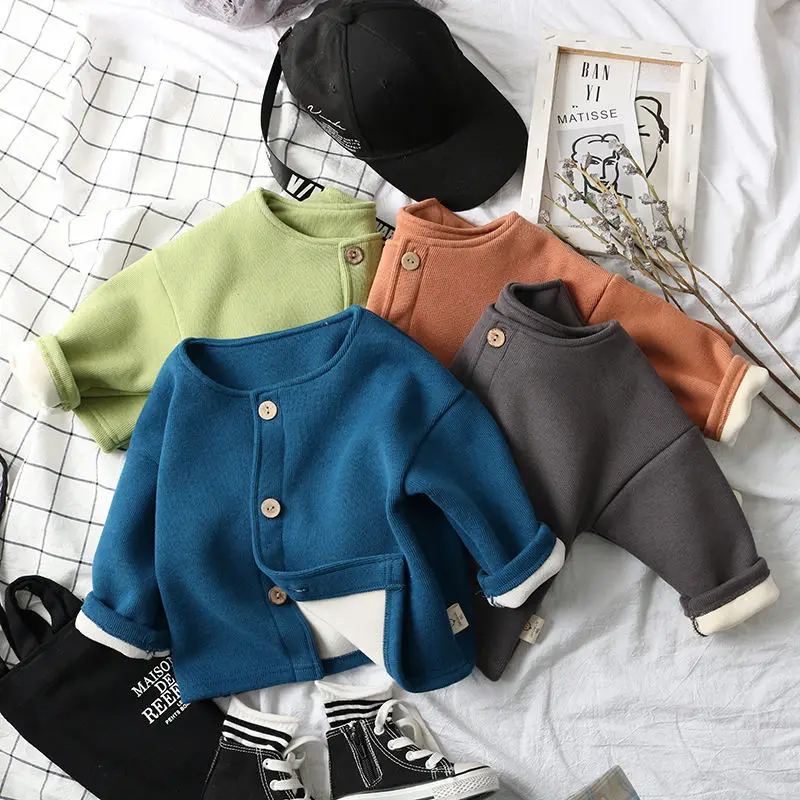 

Babys Winter All-in-one Fleece Warm Cardigan Cardigan Boys and Girls Pure Cotton Casual Jacket Children's Fleece Jacket